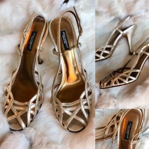 Dolce & Gabbana Mettalic Gold Slingback Heels